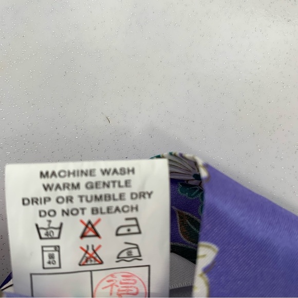 Vintage Jugemm Kimono Robe Woman 40"  Made Japan‎ Purple Peacock Satin Oriental - Picture 10 of 11